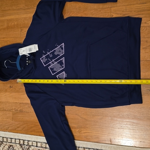 ADIDAS BRAND SIGNATURE MEN'S DARK BLUE HOODED SWEATSHIRT SIZE SMALL - Picture 11 of 15